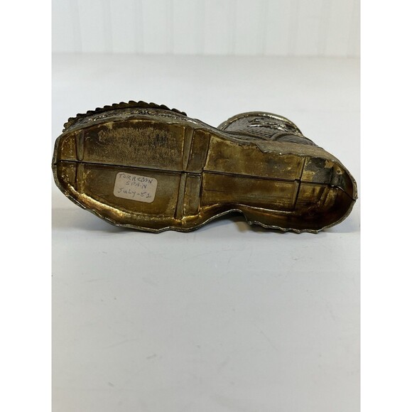 Mid-century  Brass Boot  Ashtray Cigarette‎ Holder Tag says Spain 7-52. Unique - Picture 5 of 8